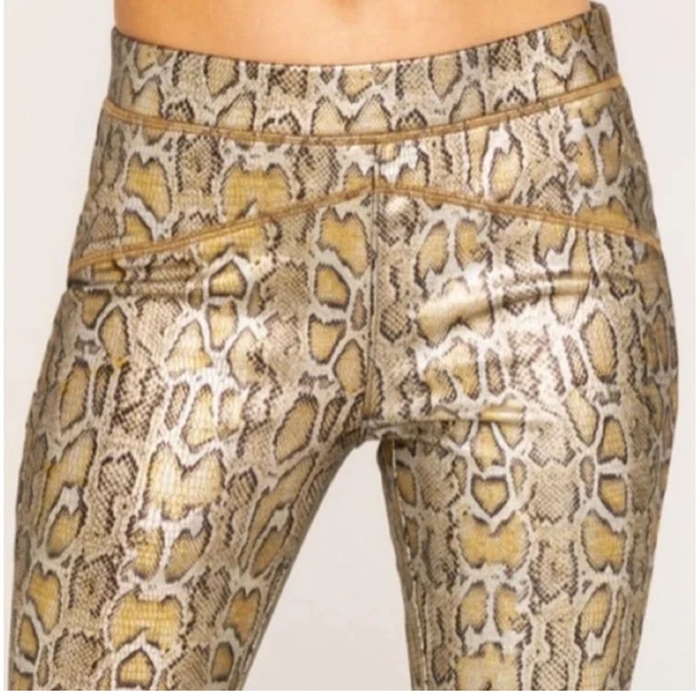 Free People Rio Gold Python Snakeskin Pull-On Leg… - image 3